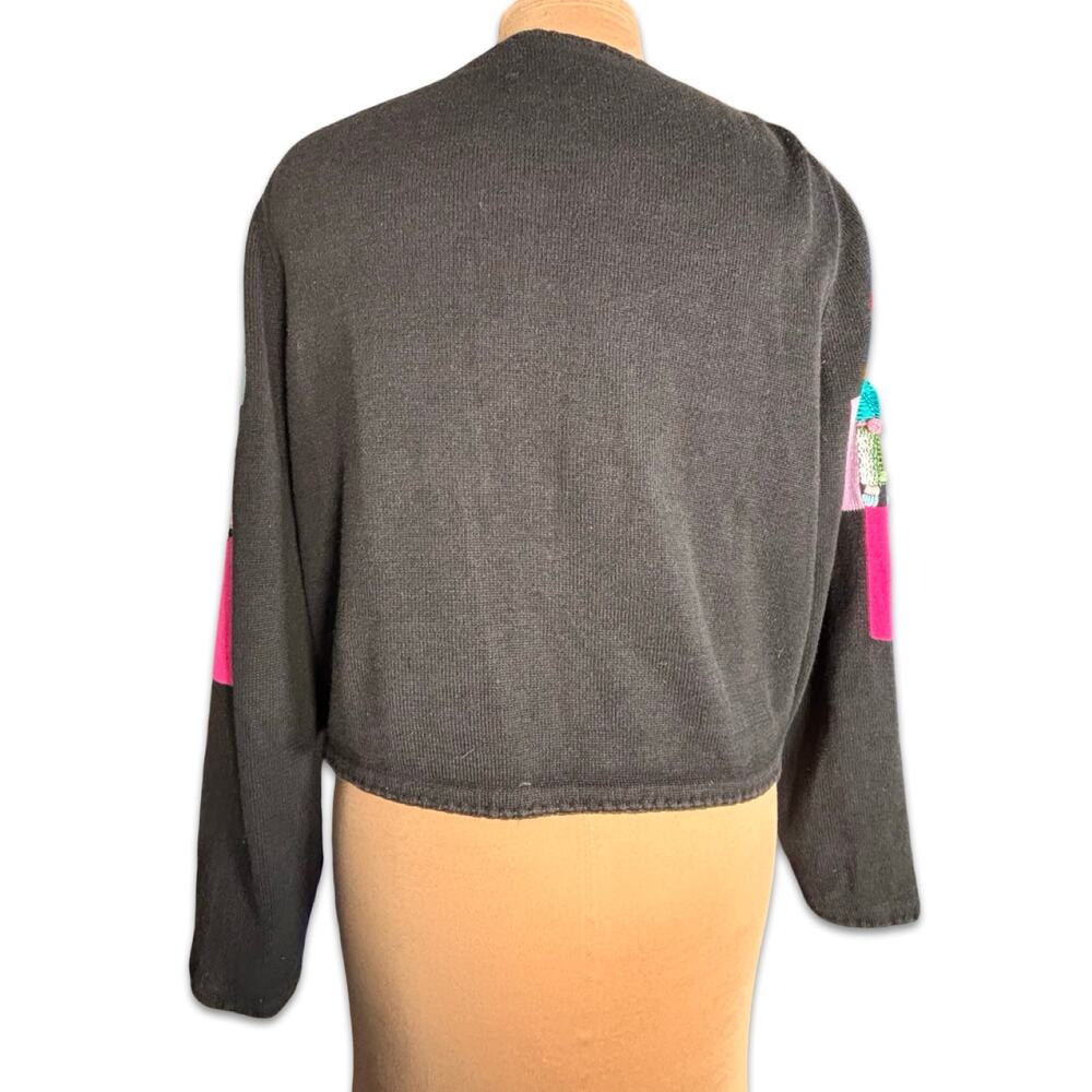 Vintage Michael Simon Patchwork Appliqu Knit Card… - image 4